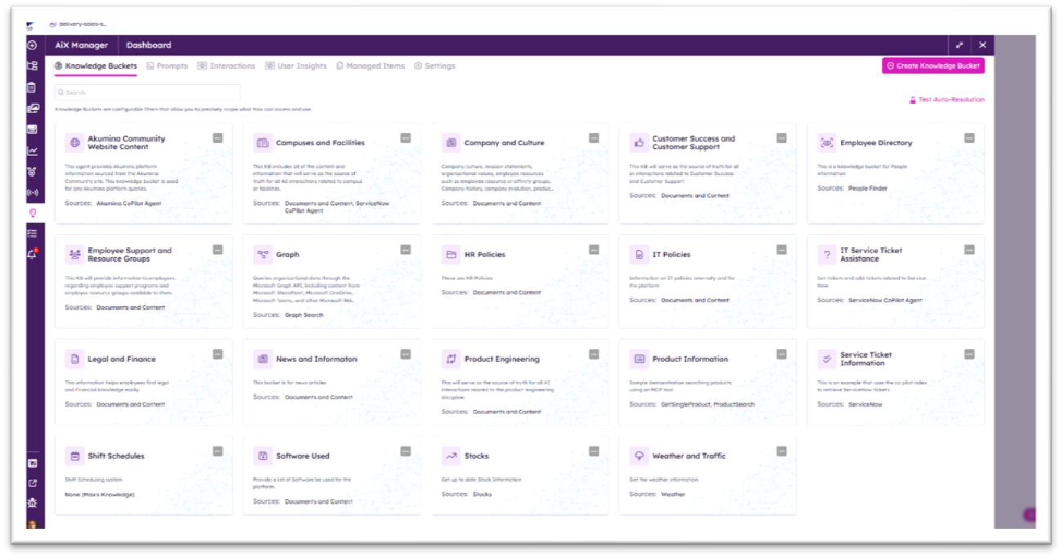 Knowledge Bucket listing in Voice