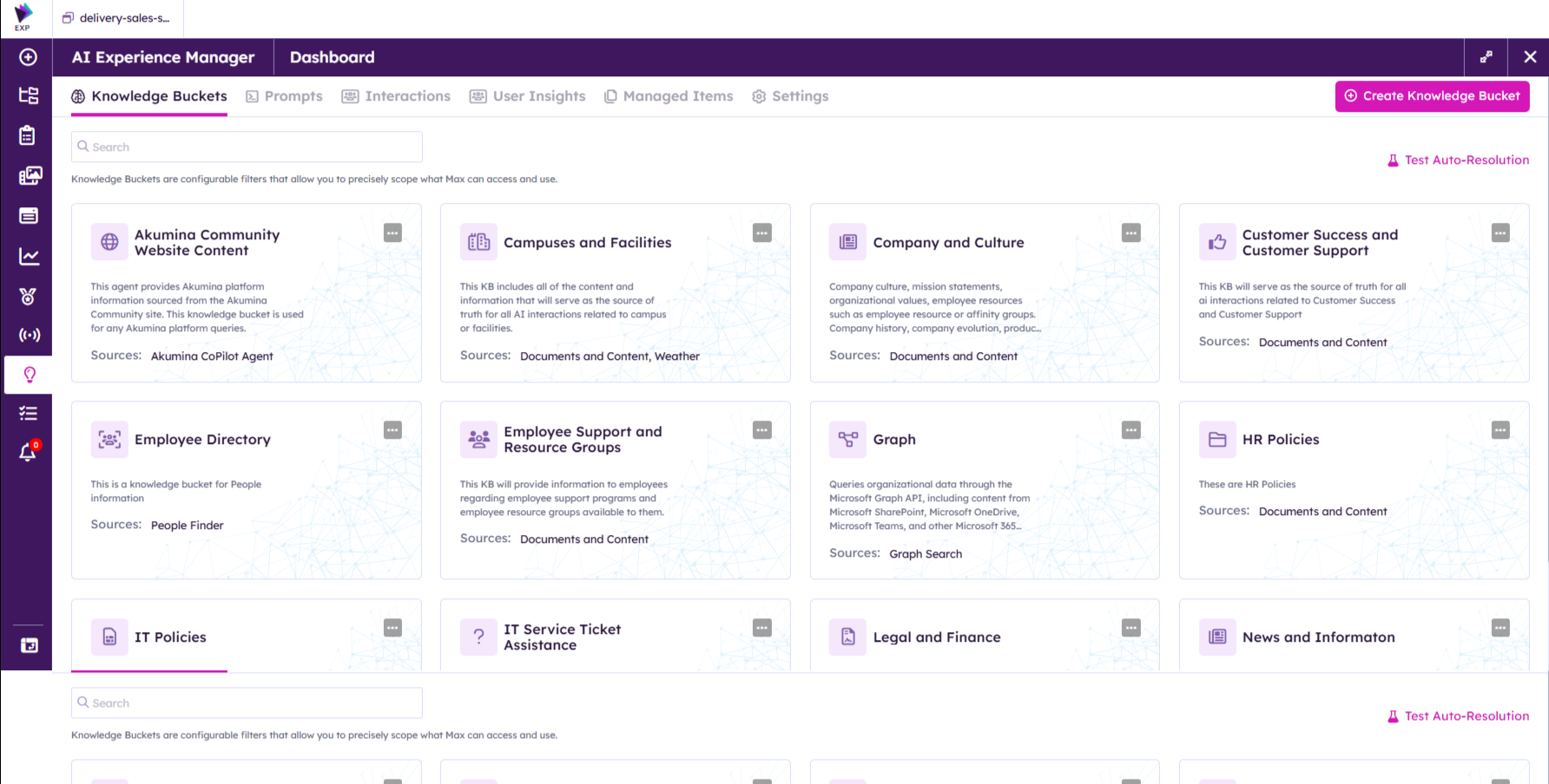 Knowledge Bucket listing in Voice