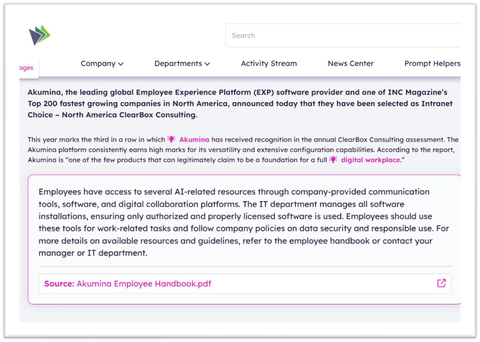 Response Card – employee view